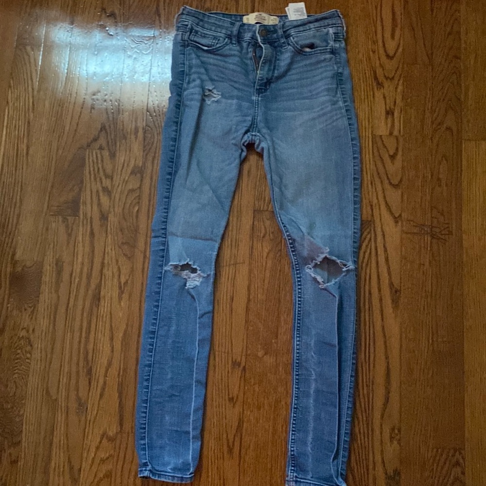 Hollister dark blue high rise super skinny jeans